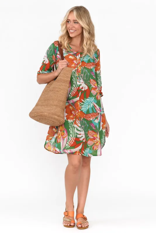Apia Orange Safari Cotton Dress sold by Blue Bungalow
