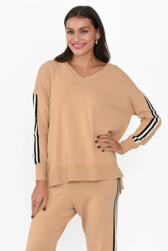 Karina Natural Stripe Knit Jumper sold by Blue Bungalow
