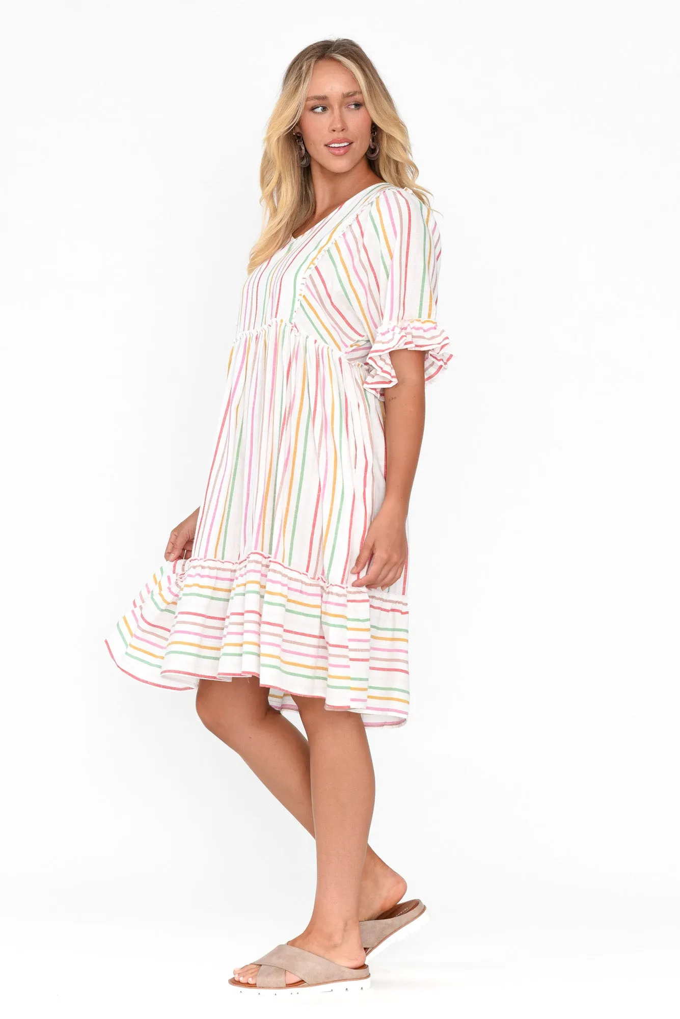 Jesper Multi Stripe Cotton Frill Dress sold by Blue Bungalow product image thumbnail 3