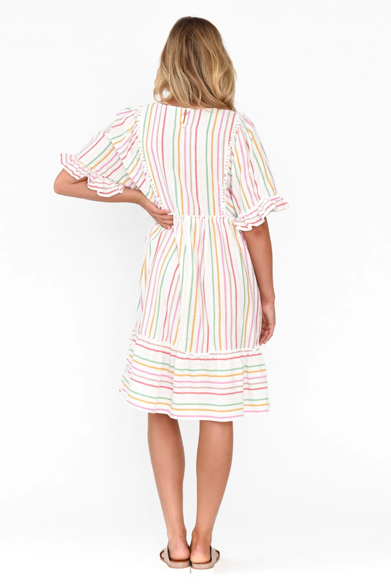 Jesper Multi Stripe Cotton Frill Dress sold by Blue Bungalow product image thumbnail 4