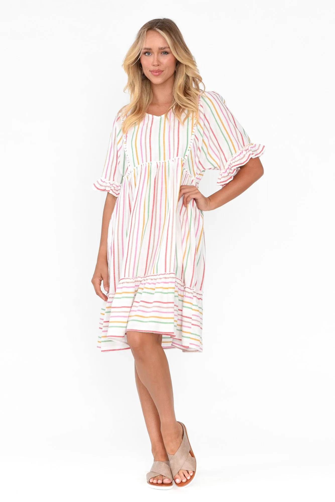 Jesper Multi Stripe Cotton Frill Dress sold by Blue Bungalow product image thumbnail 2