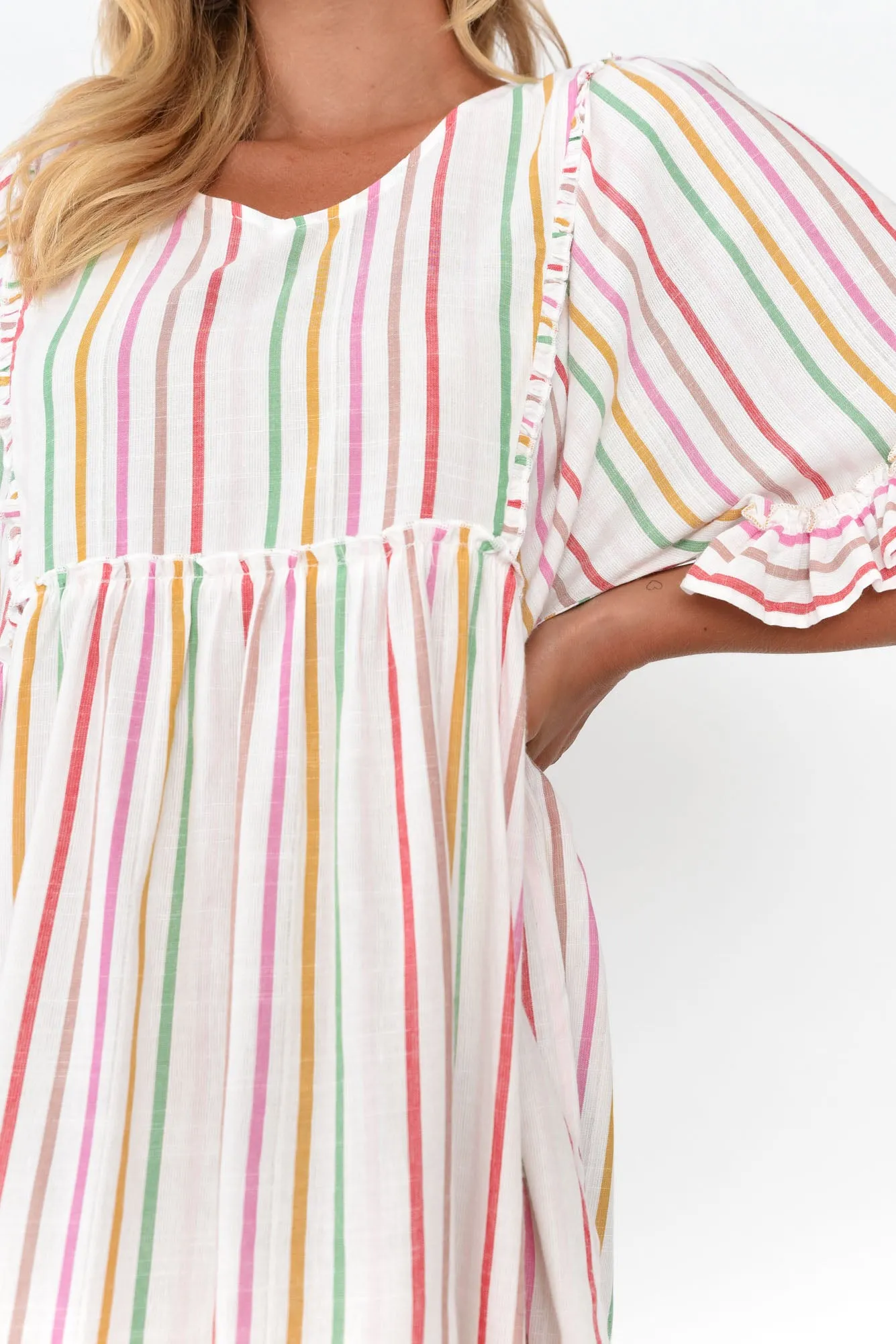 Jesper Multi Stripe Cotton Frill Dress sold by Blue Bungalow product image thumbnail 5