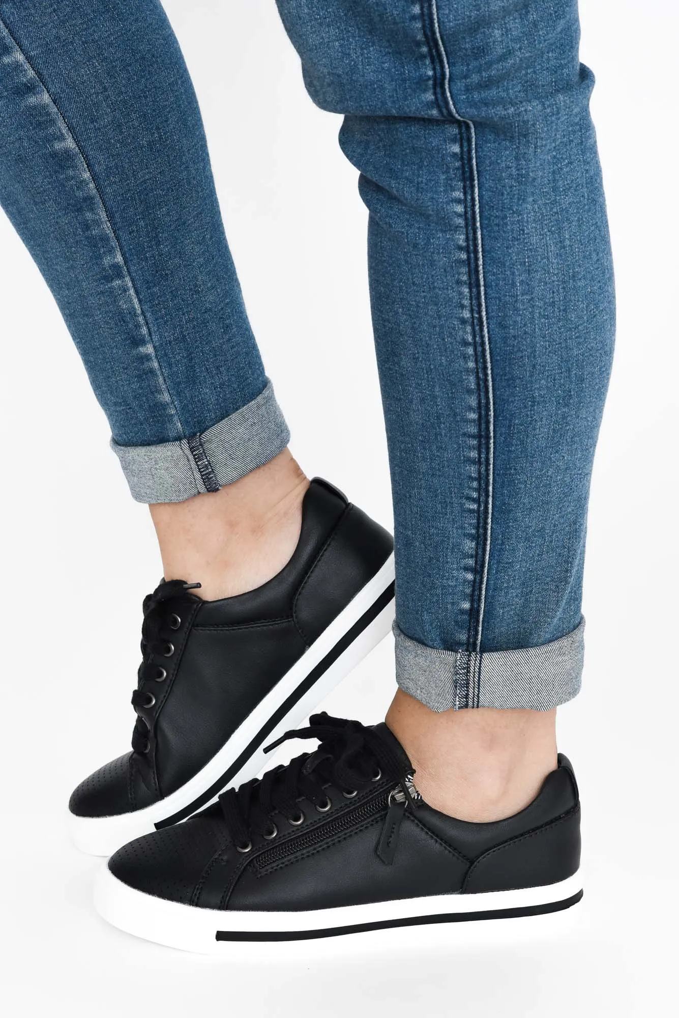Kiki Black Leather Zip Sneaker sold by Blue Bungalow product image thumbnail 2