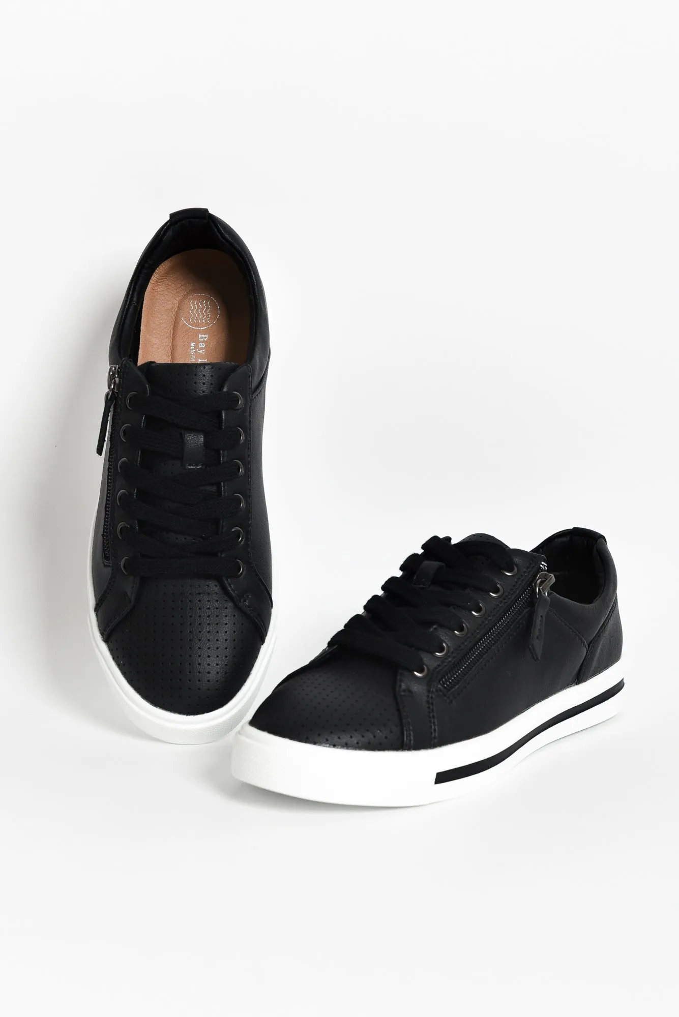 Kiki Black Leather Zip Sneaker sold by Blue Bungalow