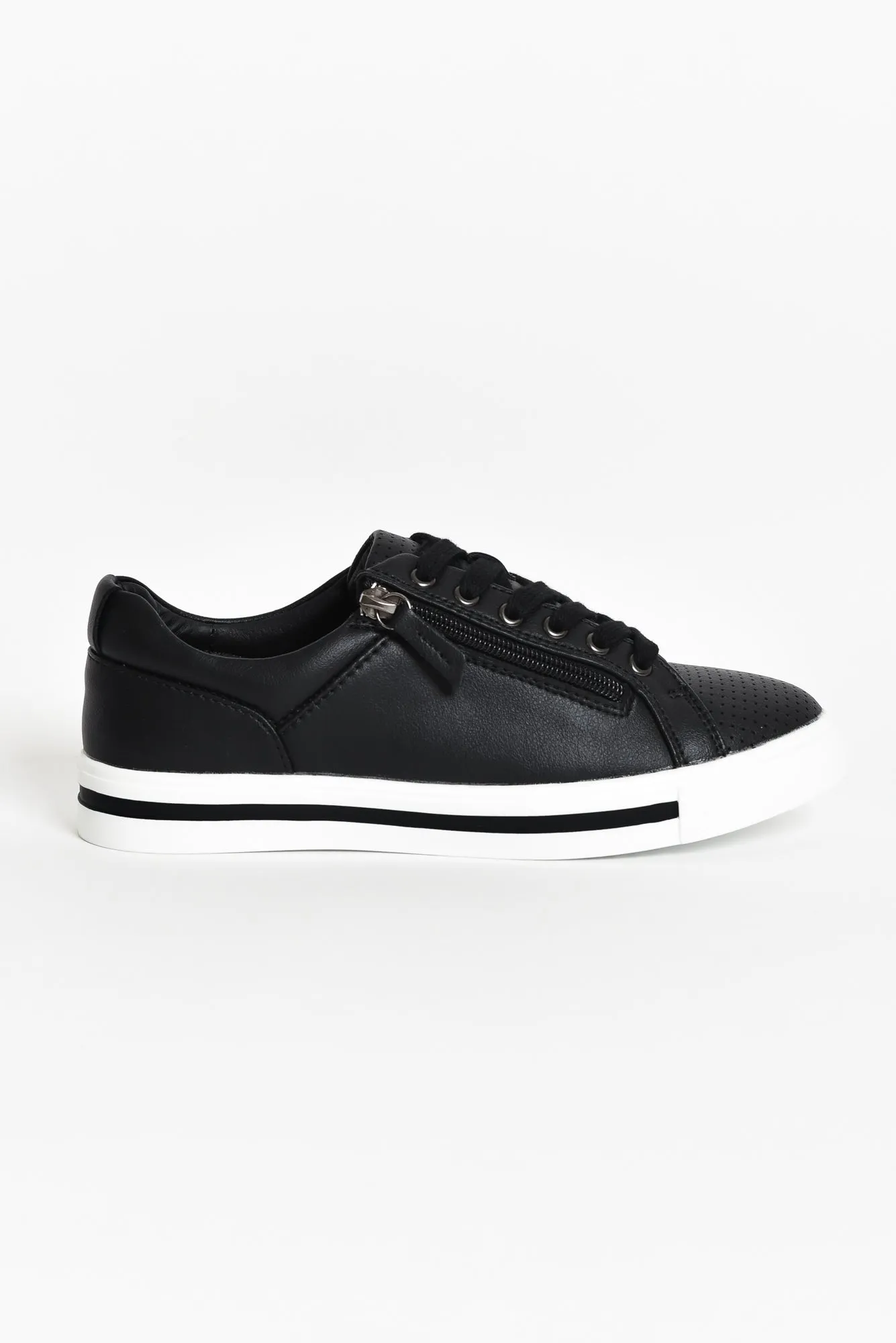 Kiki Black Leather Zip Sneaker sold by Blue Bungalow product image thumbnail 3