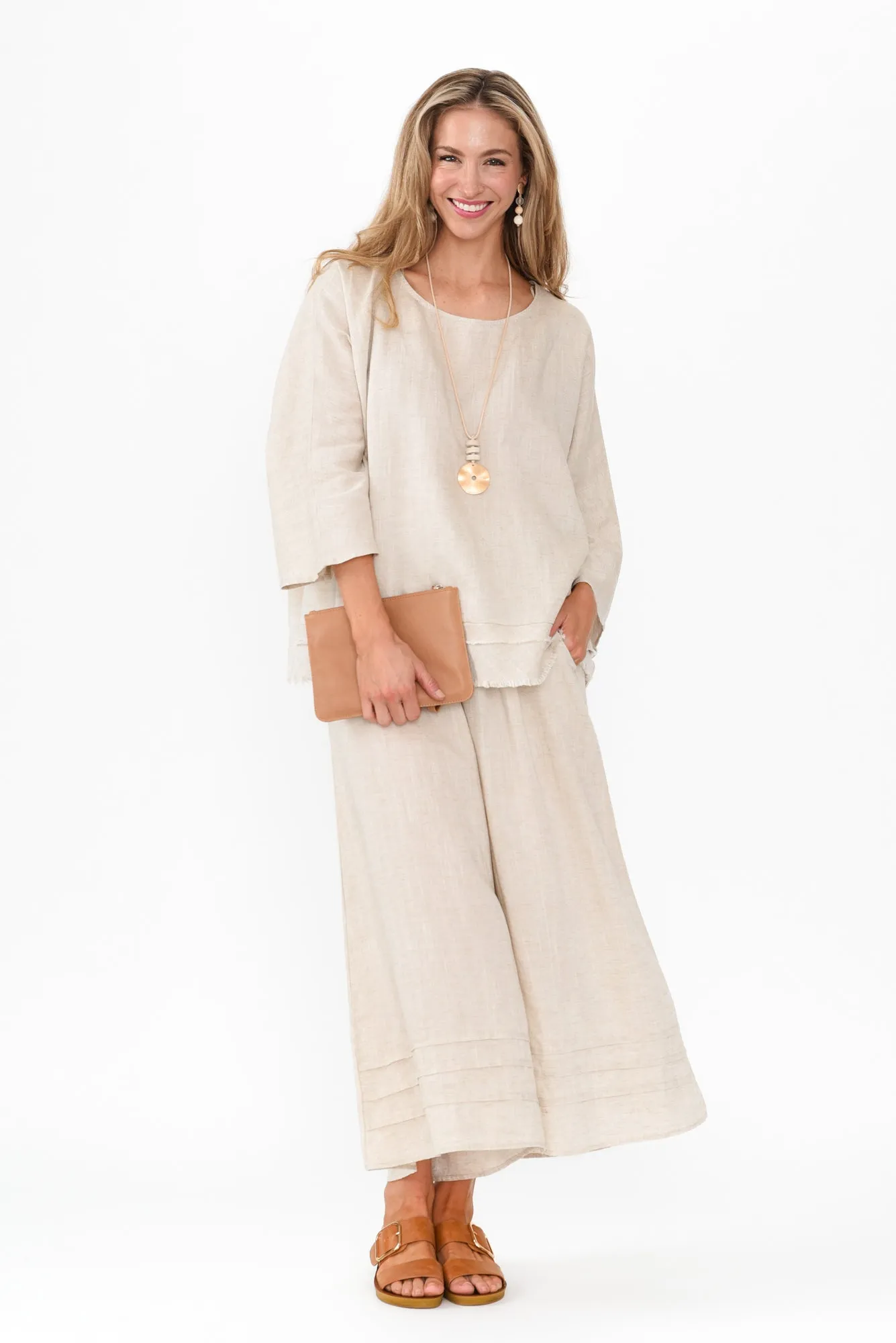 Kaleo Beige Linen Blend Pants sold by Blue Bungalow product image thumbnail 2