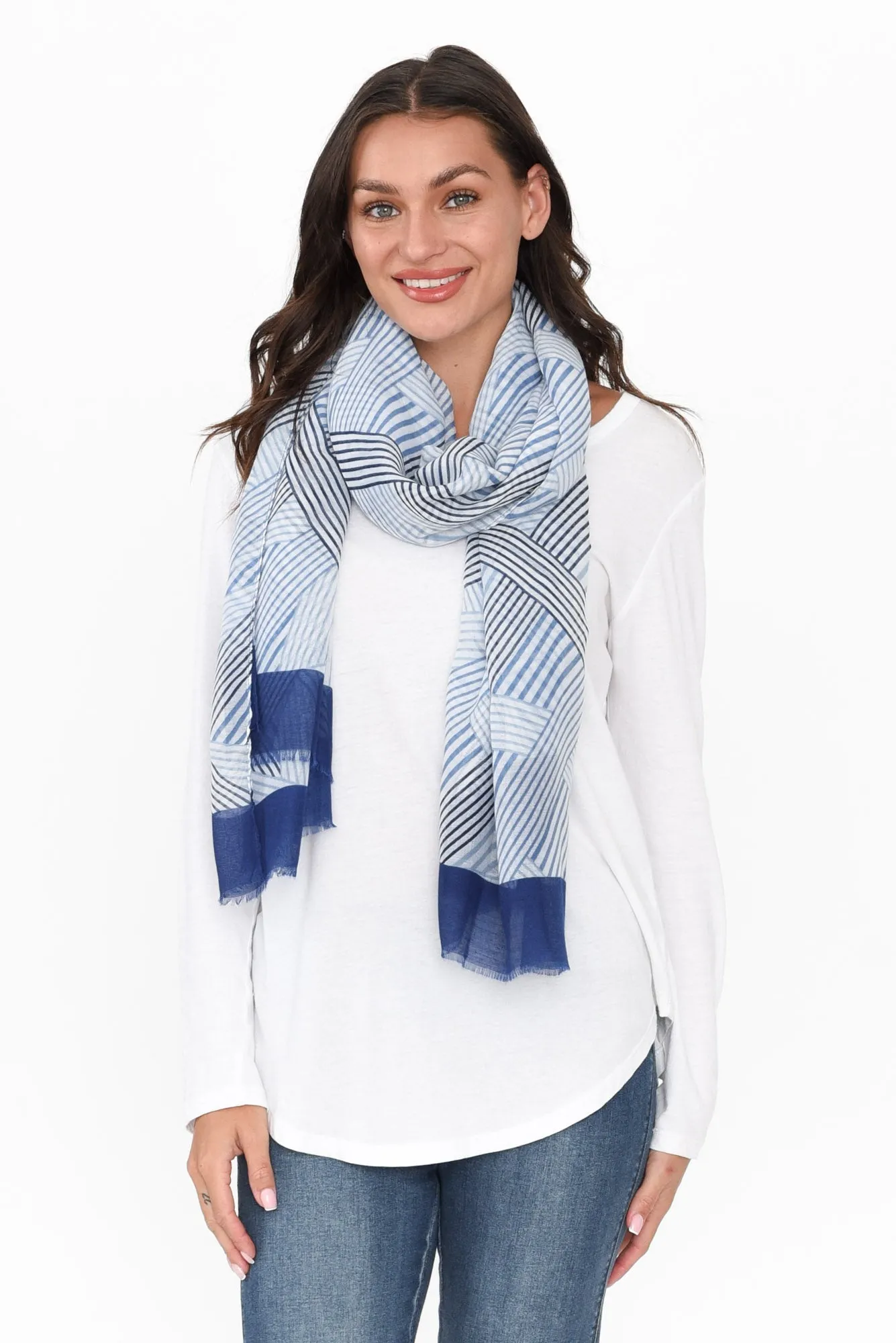 Claret Navy Stripe Scarf sold by Blue Bungalow product image thumbnail 2