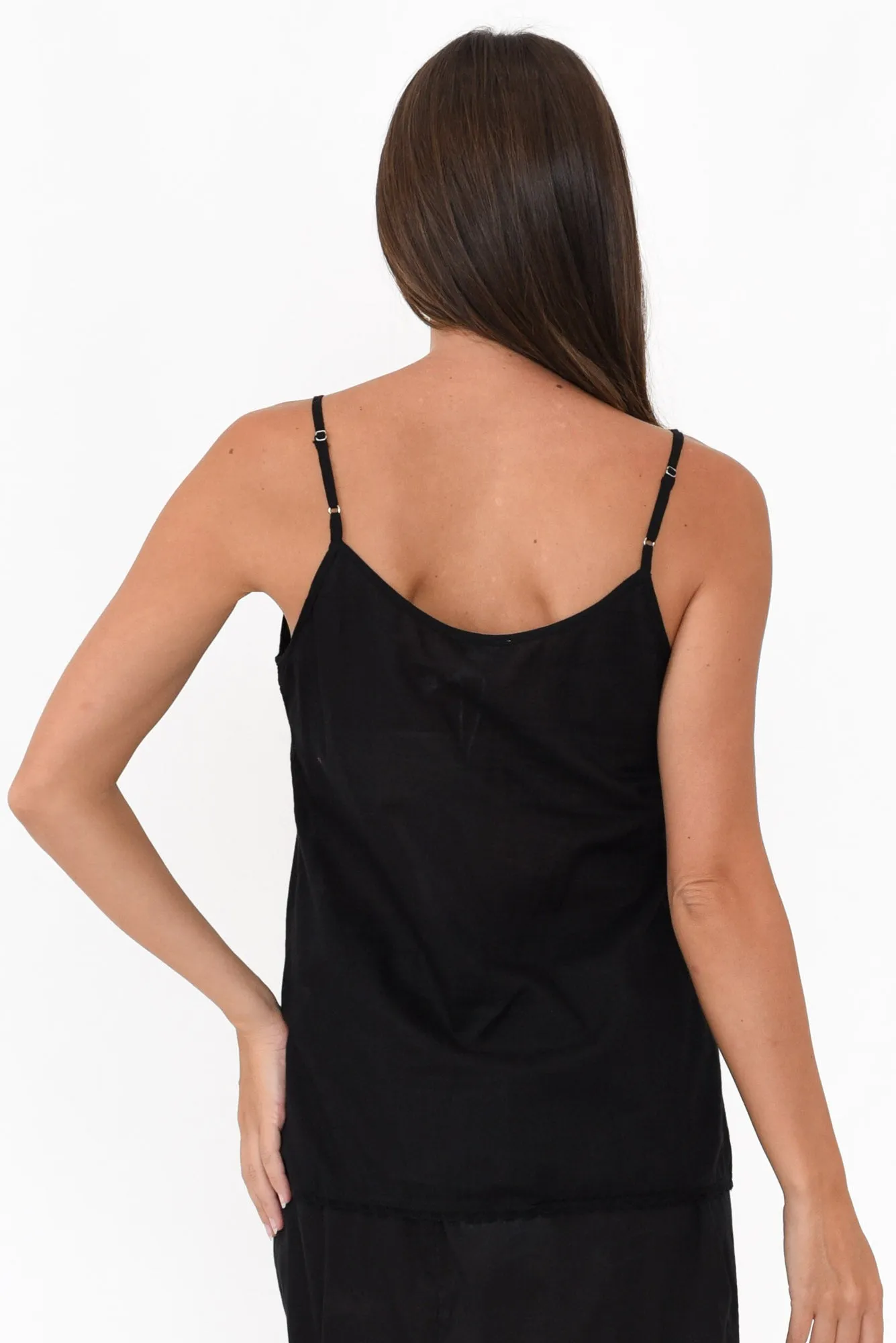 Black Cotton Slip Cami sold by Blue Bungalow product image thumbnail 4