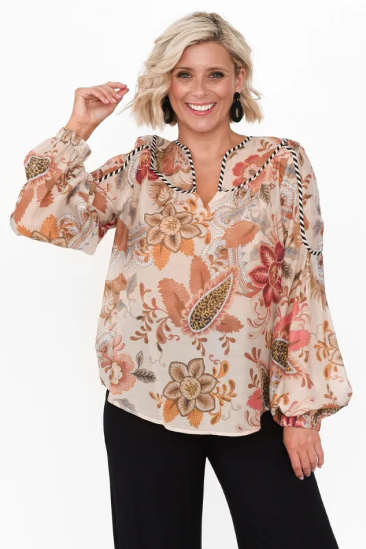 Altair Aries Floral Cotton Silk Shirt sold by Blue Bungalow