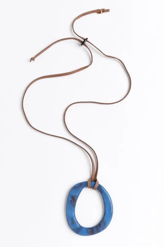 Seraphina Blue Circle Pendant Necklace sold by Blue Bungalow