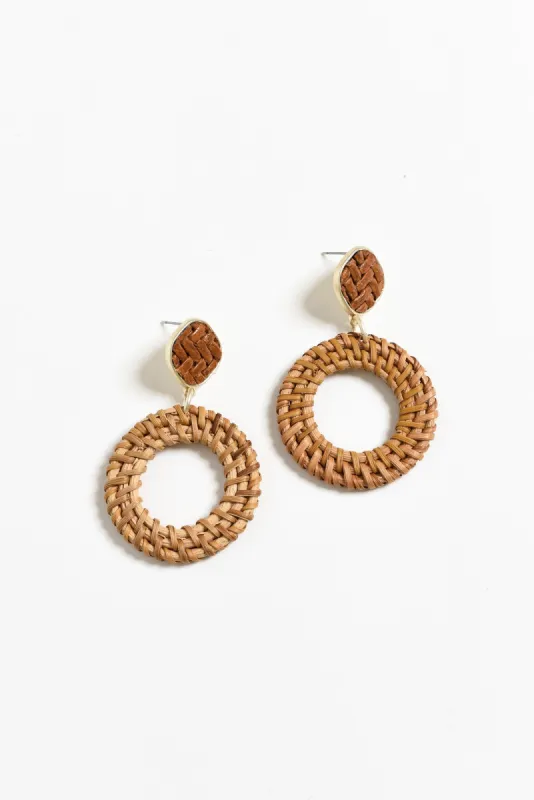 Pevensie Natural Woven Drop Earrings sold by Blue Bungalow