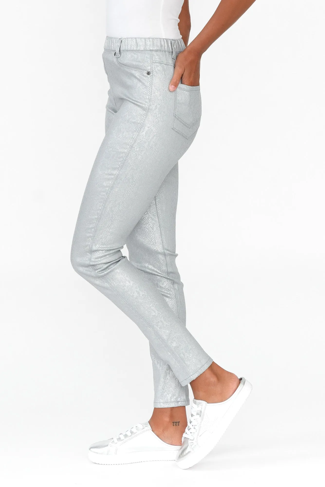 Bonita Silver Animal Foil Stretch Pants sold by Blue Bungalow product image thumbnail 4