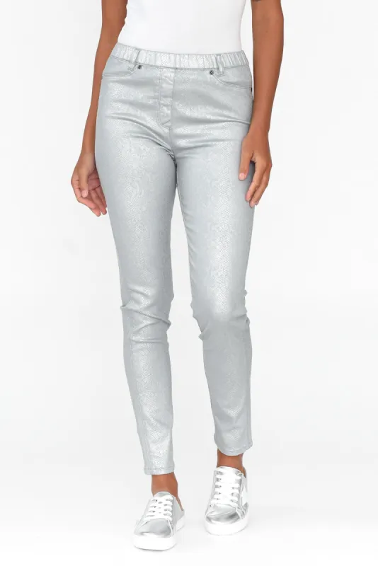 Bonita Silver Animal Foil Stretch Pants sold by Blue Bungalow