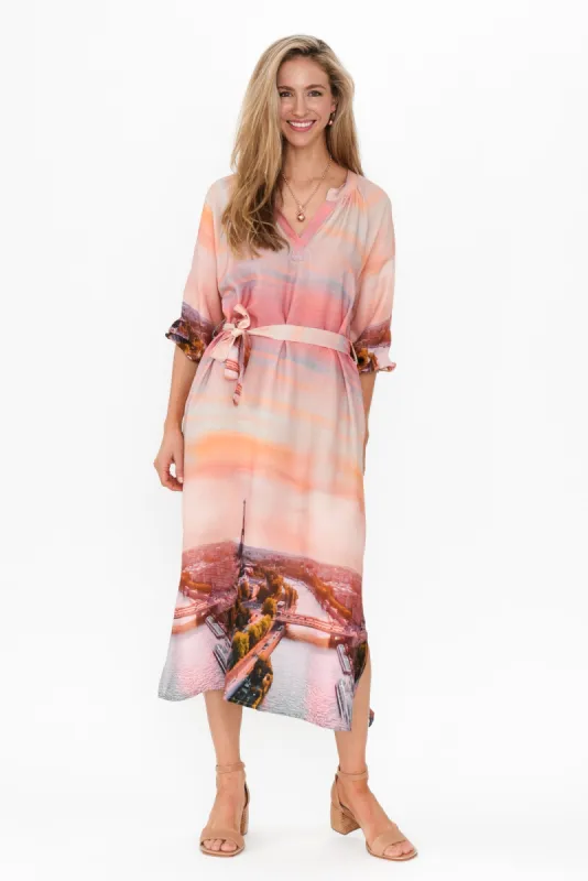 Dianna Pink Paris Linen Blend Dress sold by Blue Bungalow