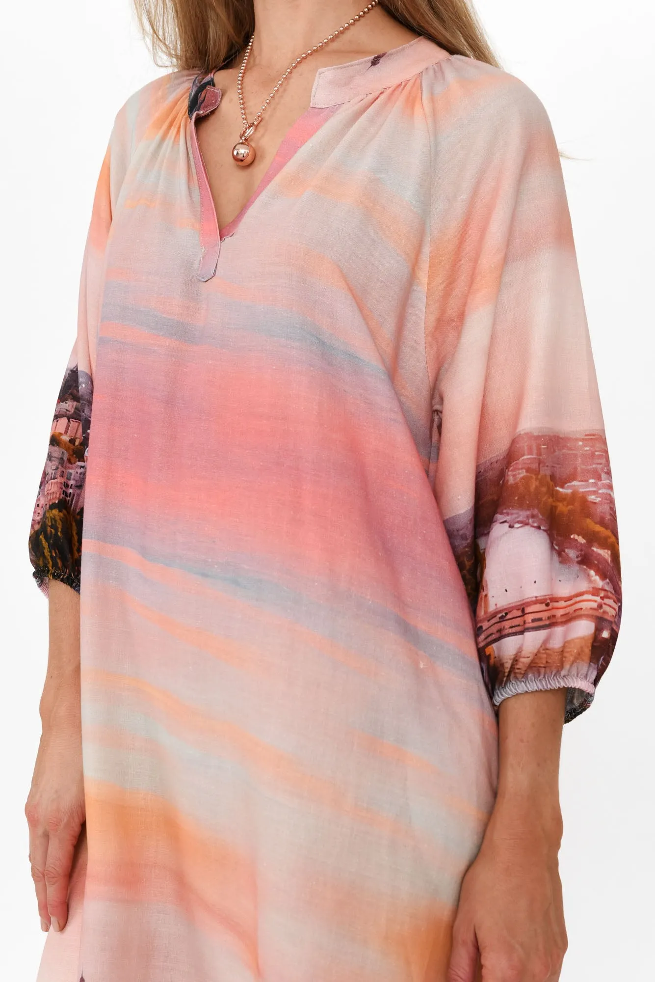 Dianna Pink Paris Linen Blend Dress sold by Blue Bungalow product image thumbnail 5