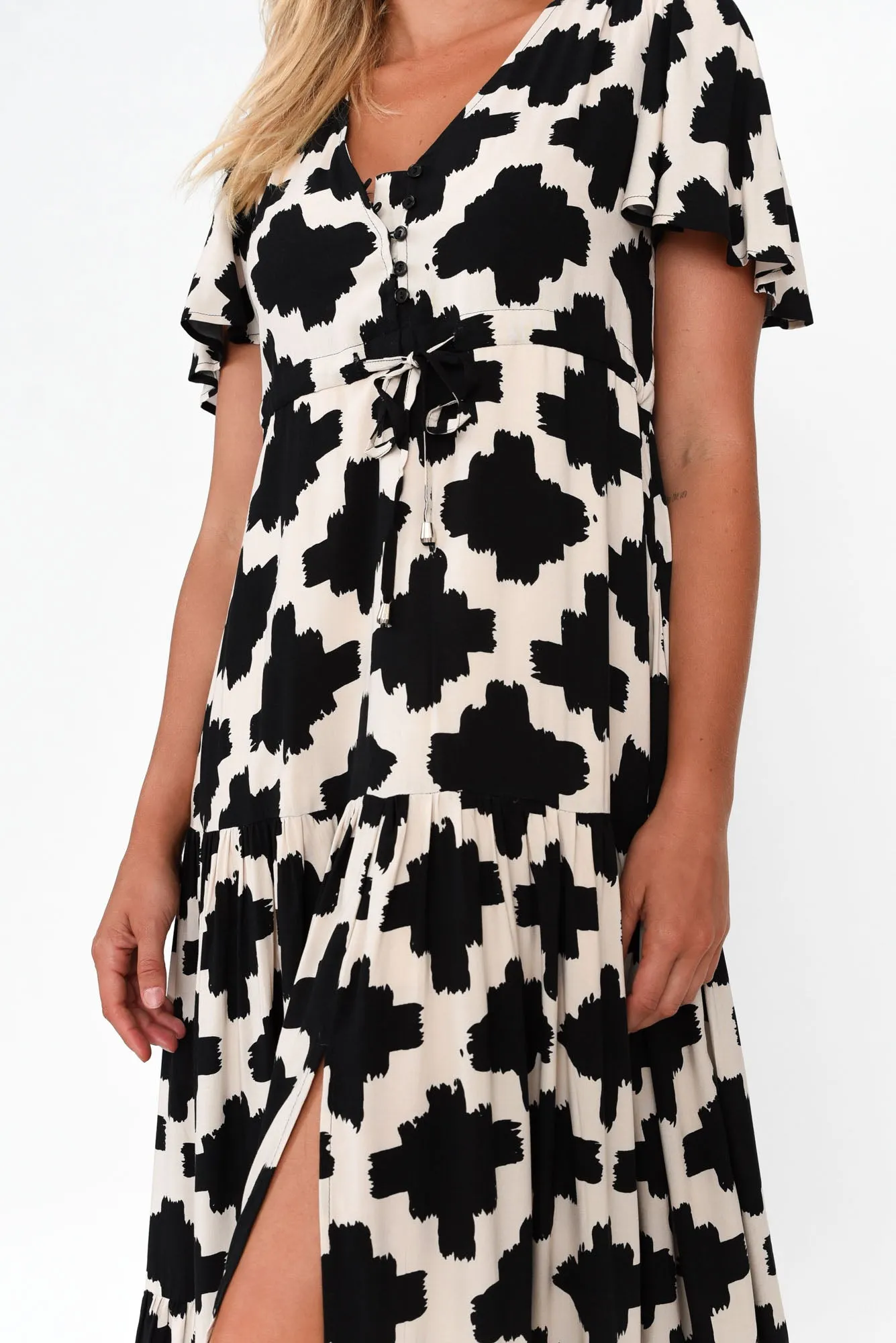 Adda Black Geo Button Tier Dress sold by Blue Bungalow product image thumbnail 5