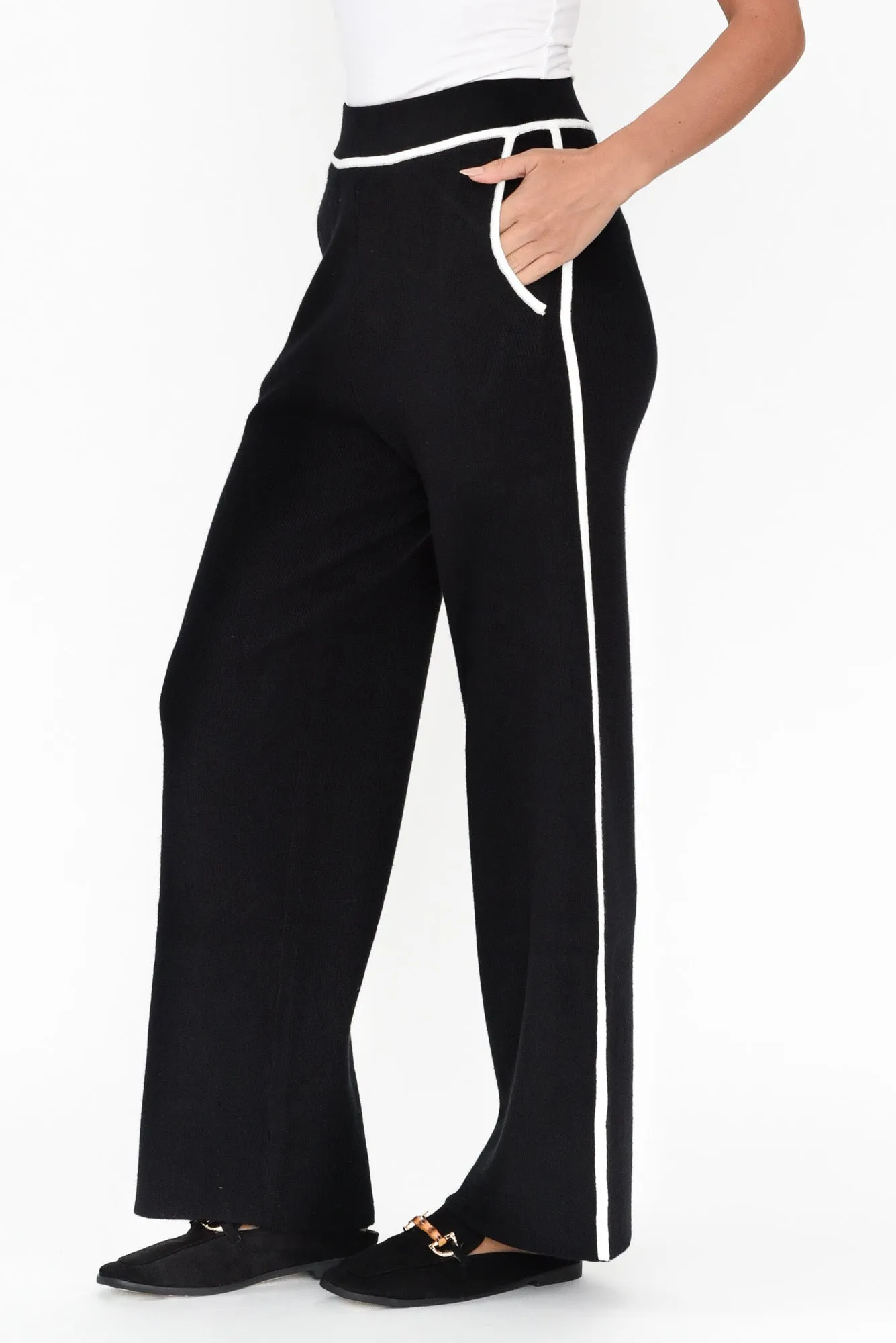 Savon Black Trim Knit Pants sold by Blue Bungalow product image thumbnail 3