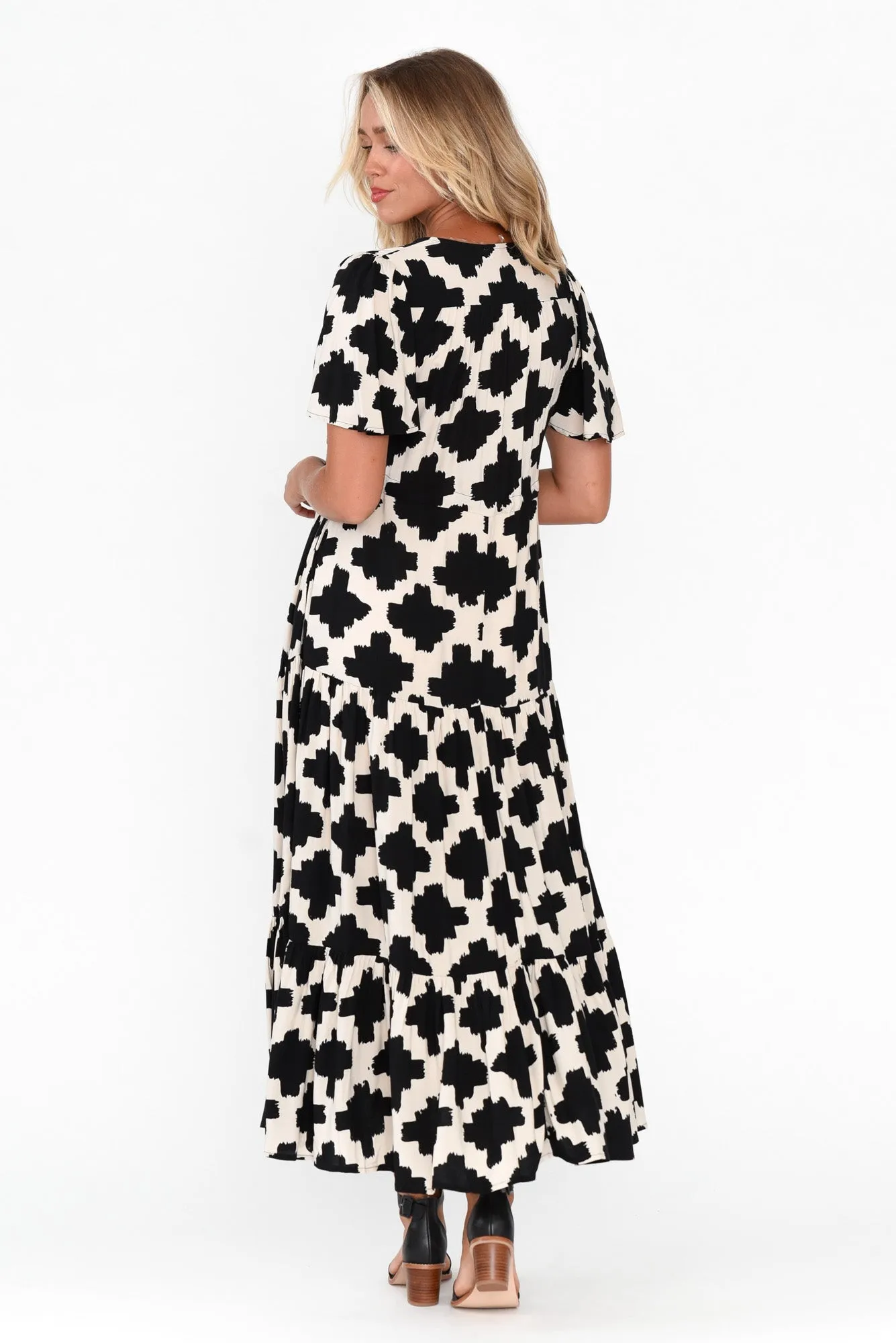 Adda Black Geo Button Tier Dress sold by Blue Bungalow product image thumbnail 4