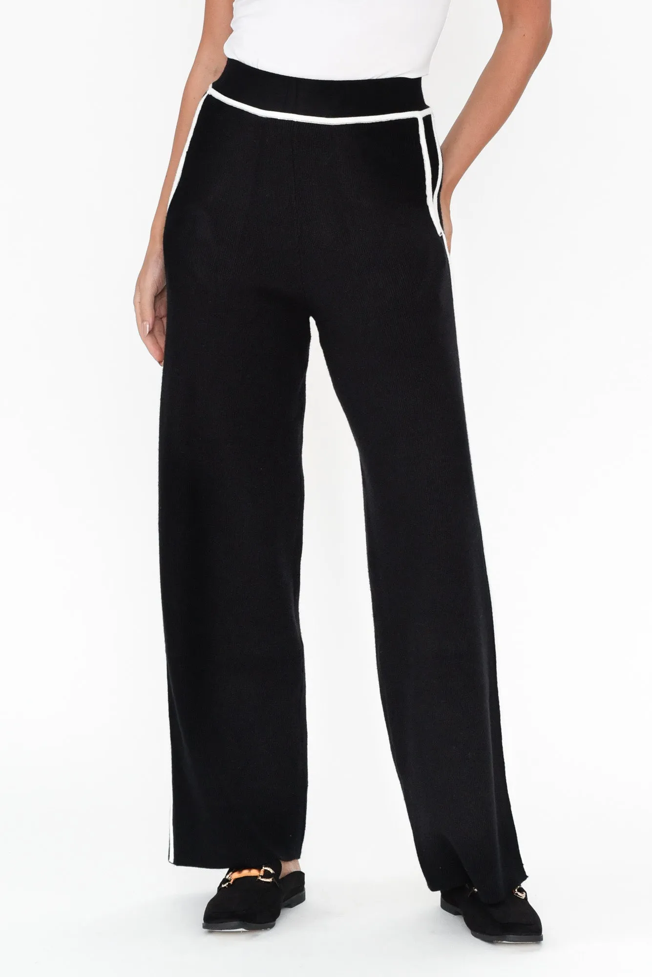 Savon Black Trim Knit Pants sold by Blue Bungalow