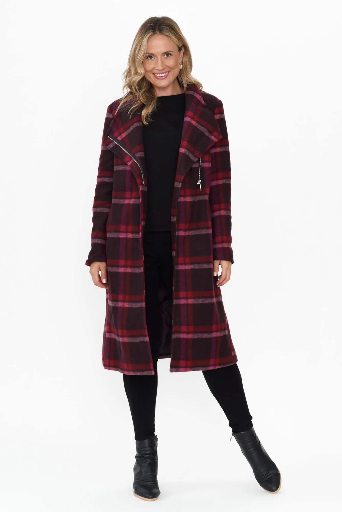 Choose You Red Check Tie Coat sold by Blue Bungalow product image thumbnail 2