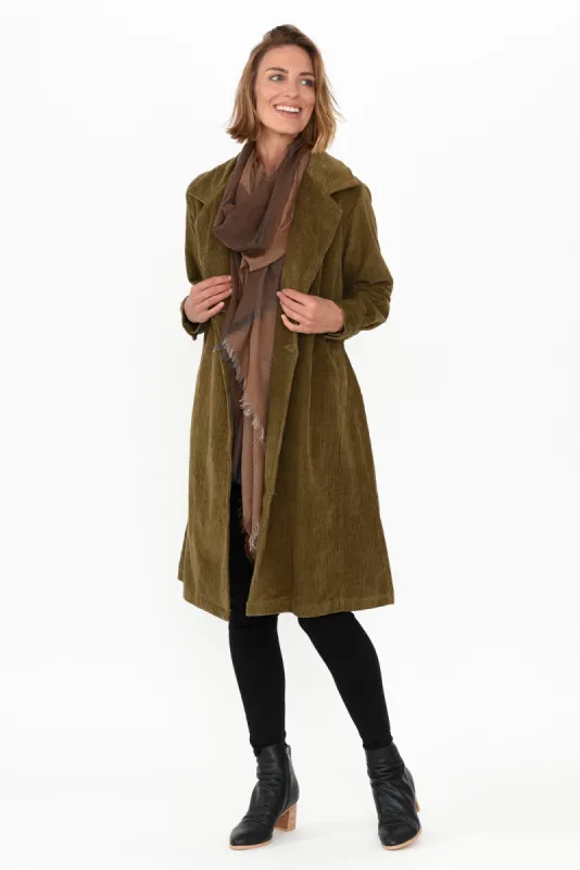 Pollux Khaki Cotton Corduroy Coat sold by Blue Bungalow