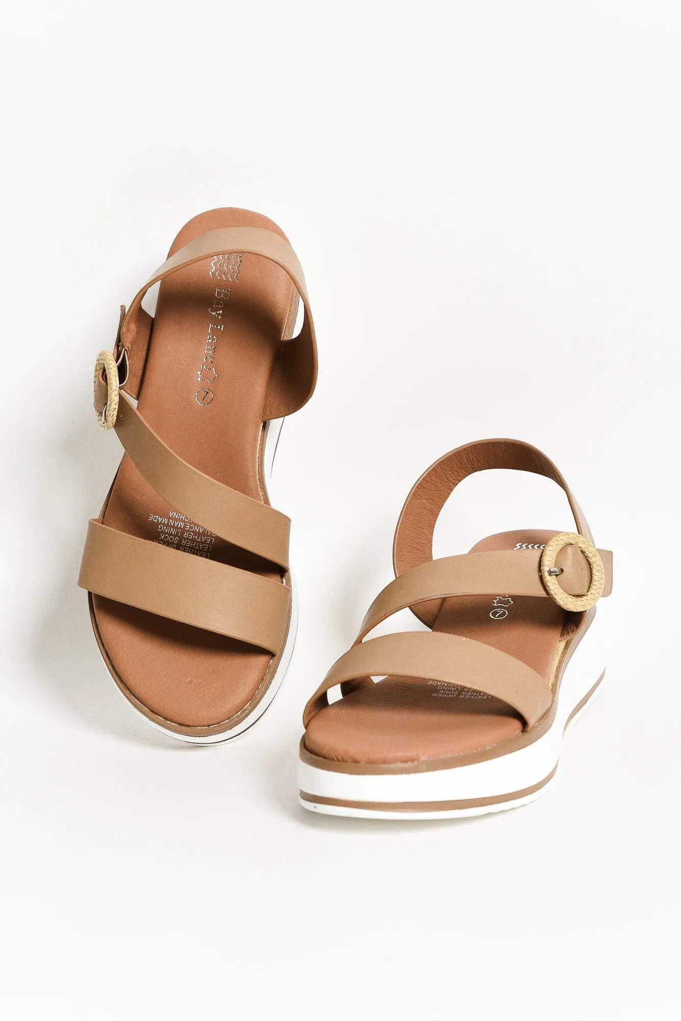 Lilly Taupe Leather Platform Sandal sold by Blue Bungalow