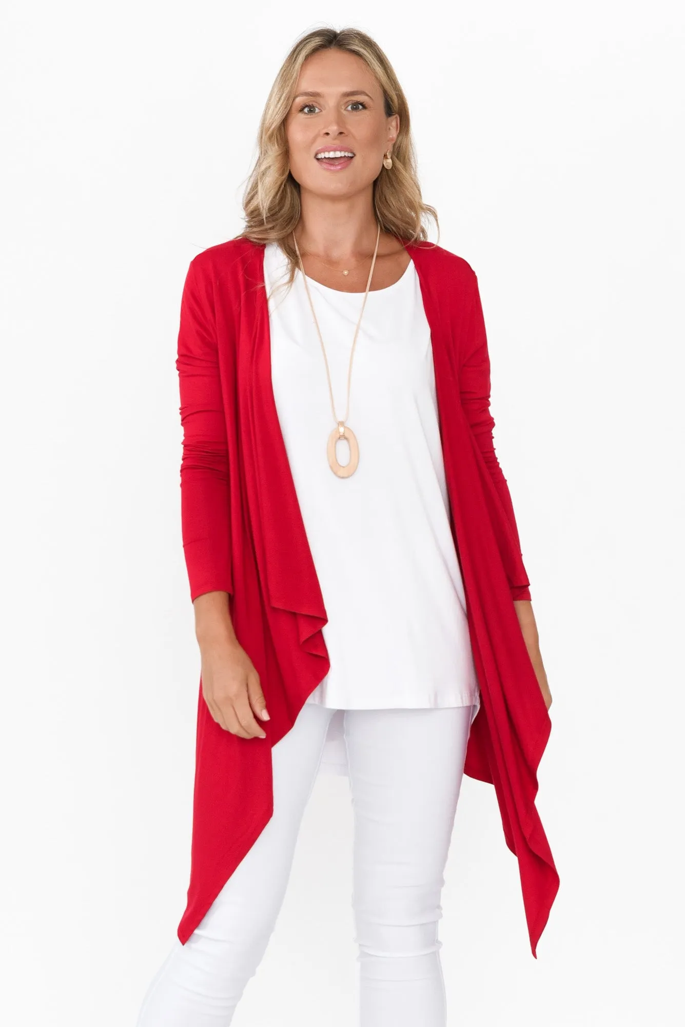 Cherry Bamboo Waterfall Cardigan sold by Blue Bungalow