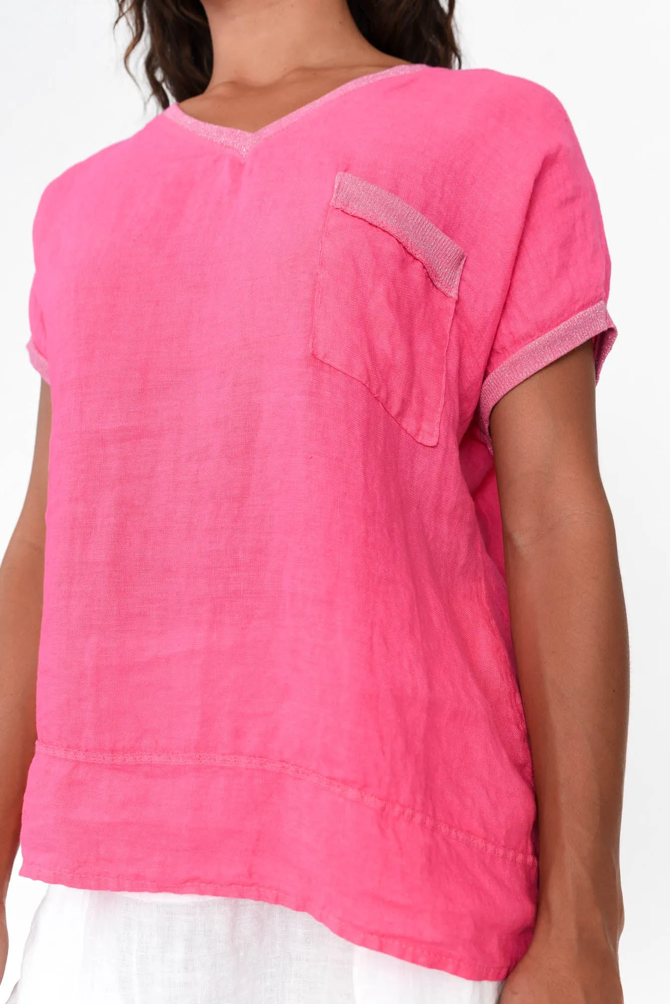 Elaria Fuchsia Linen Blend Tee sold by Blue Bungalow product image thumbnail 4