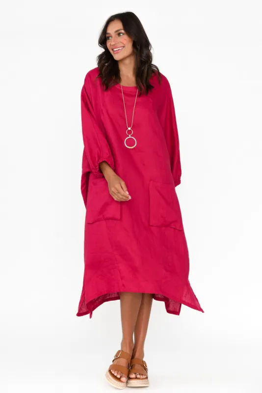 Bradshaw Red Linen Pocket Dress sold by Blue Bungalow