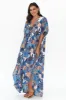 Tiwi Blue Tropical Cotton Kaftan sold by Blue Bungalow