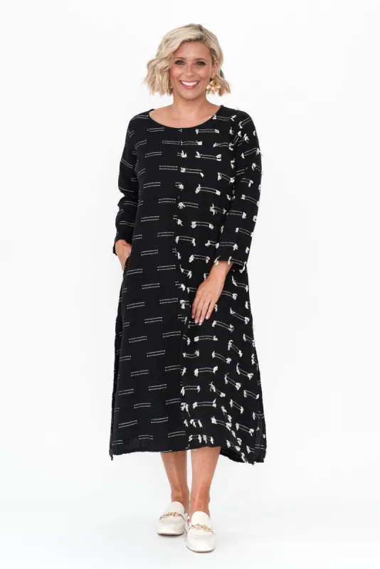 Ilaria Black Dash Cotton Dress sold by Blue Bungalow