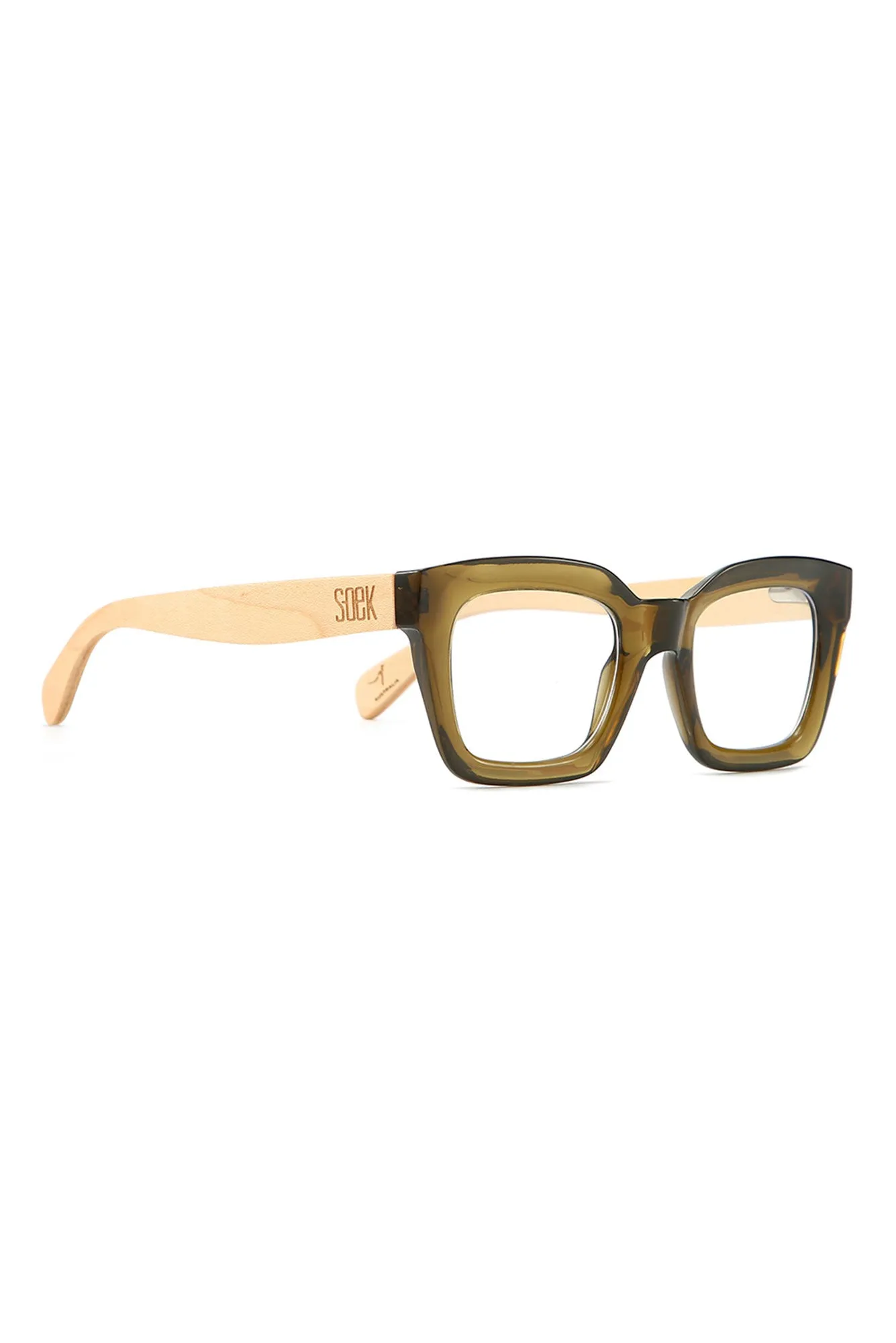 Aurelia Khaki Wooden Reading Glasses sold by Blue Bungalow