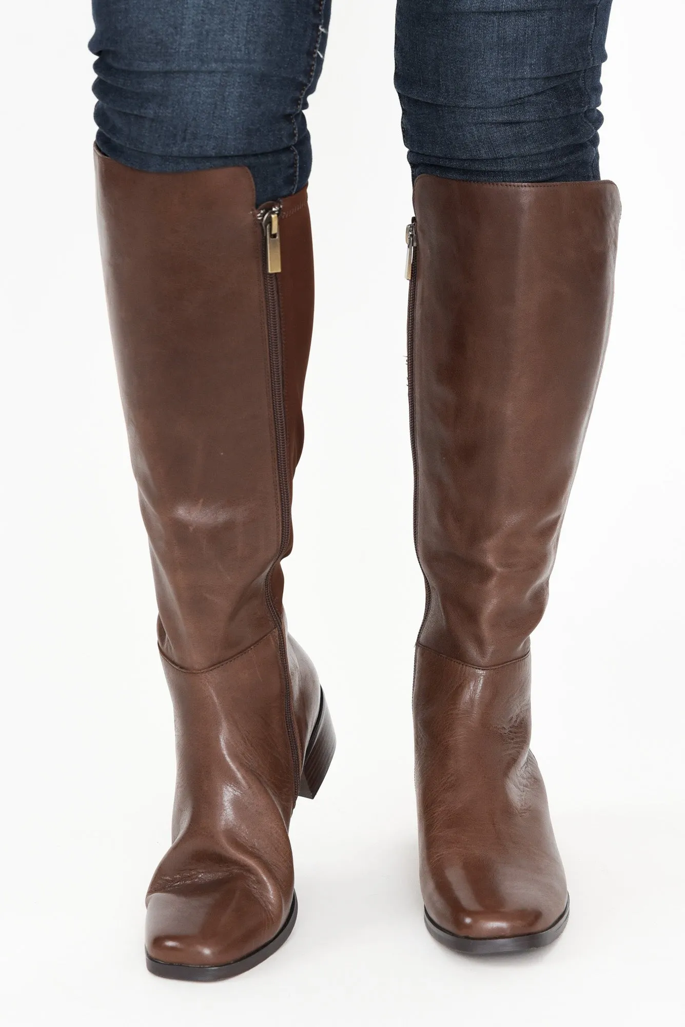 Young Chocolate Leather Knee High Boot sold by Blue Bungalow product image thumbnail 3