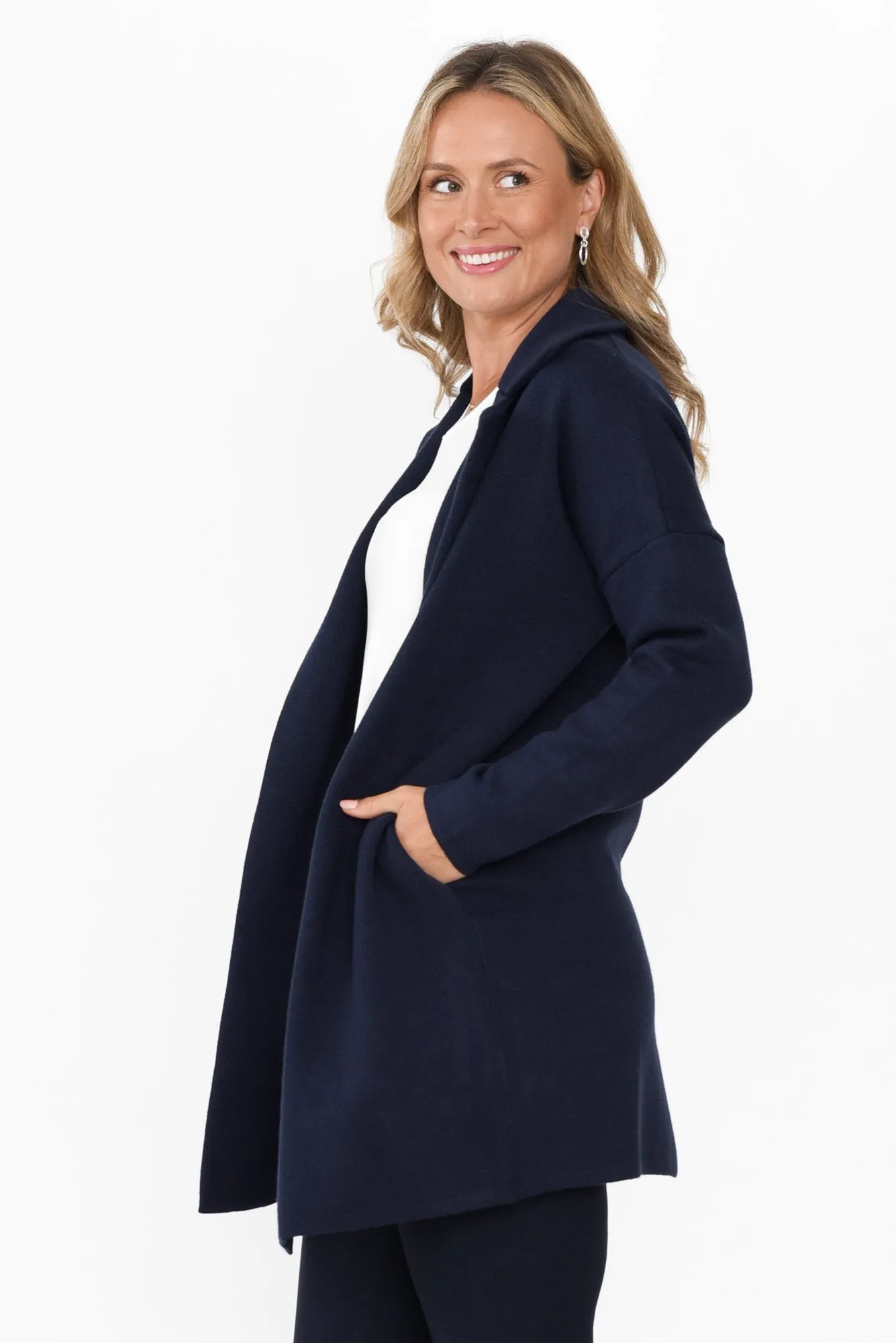 Bristol Navy Collared Coatigan sold by Blue Bungalow product image thumbnail 3