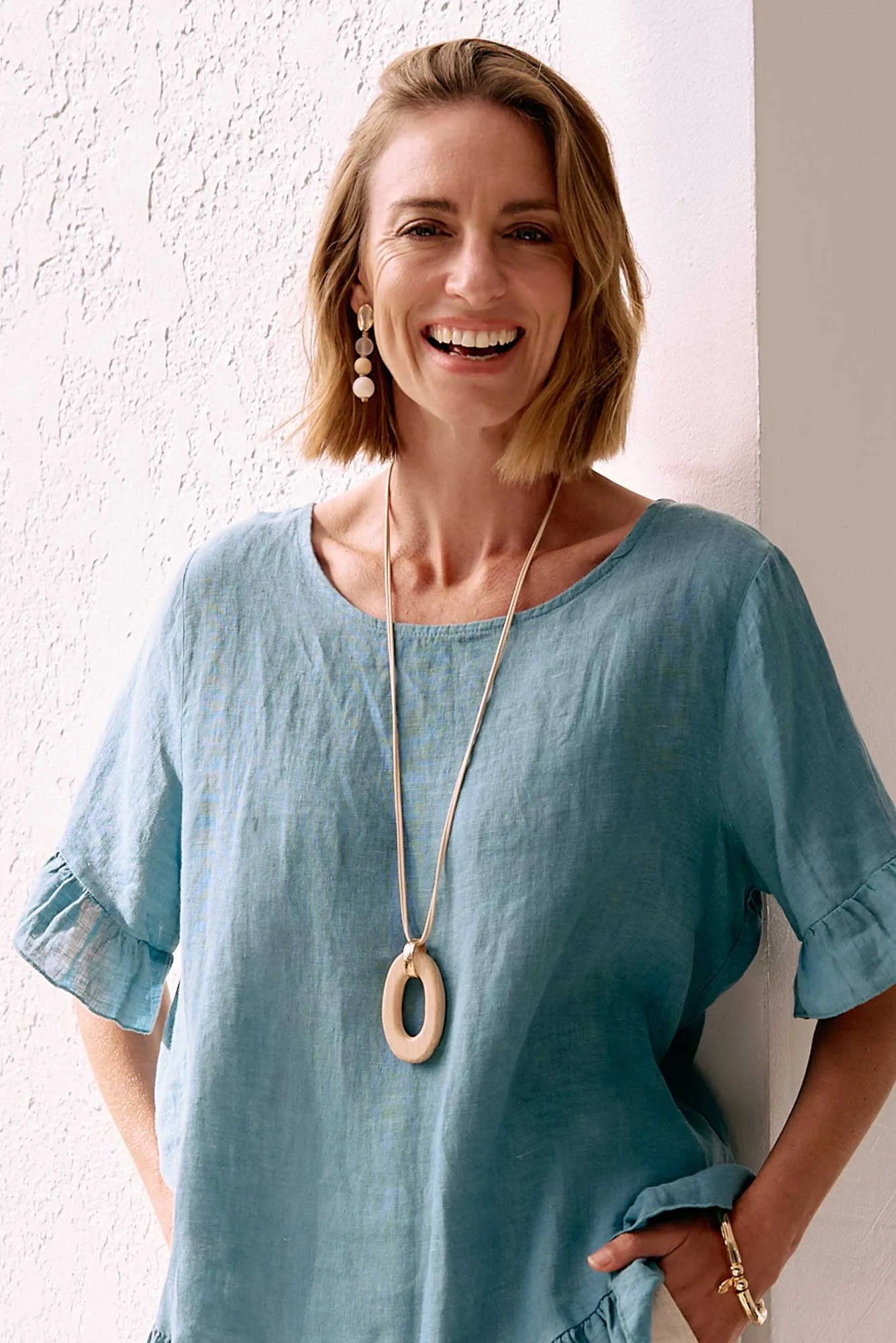 Radley Natural Bead Drop Earrings sold by Blue Bungalow product image thumbnail 2