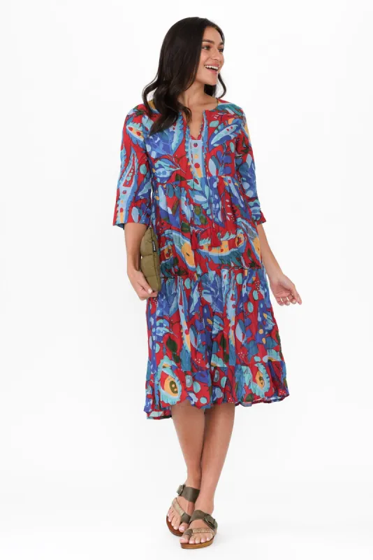 Milana Red Garden Crinkle Cotton Dress sold by Blue Bungalow
