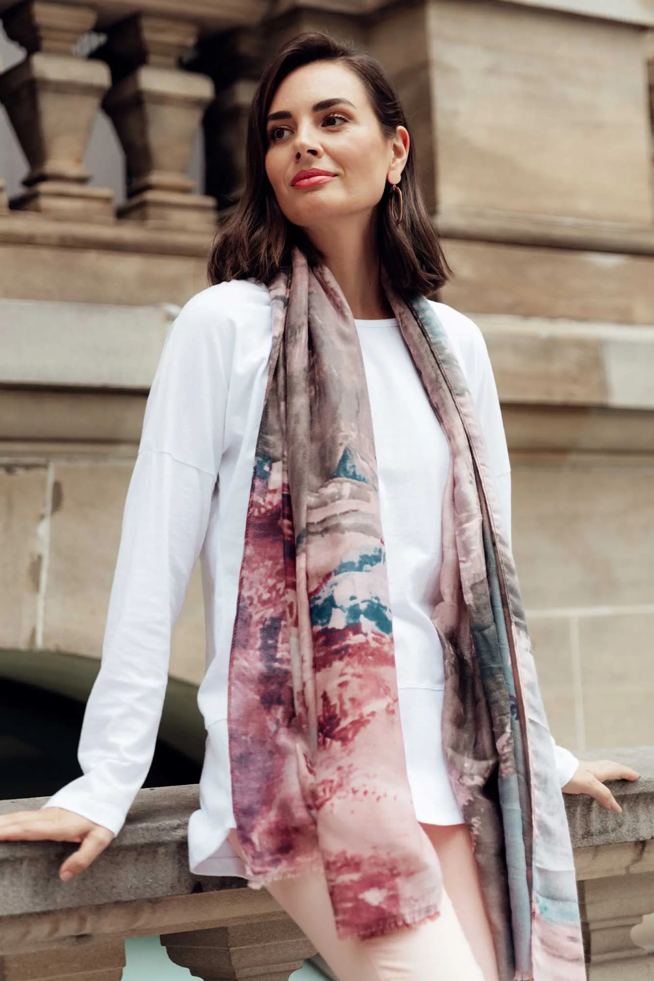 Cathy Blush Contrast Scarf sold by Blue Bungalow