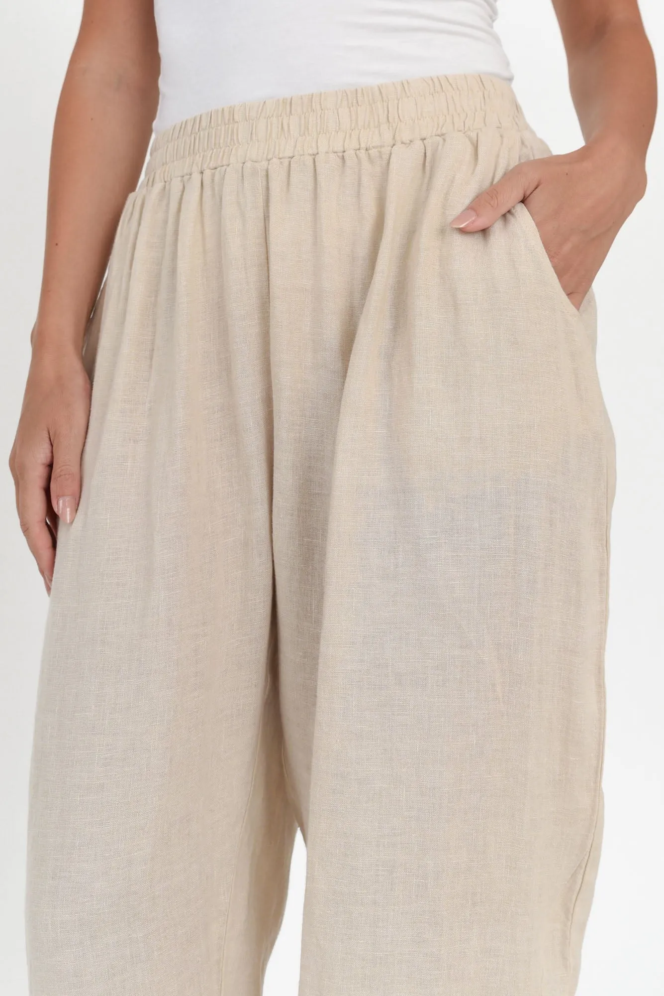 Ataya Beige Linen Pants sold by Blue Bungalow product image thumbnail 5