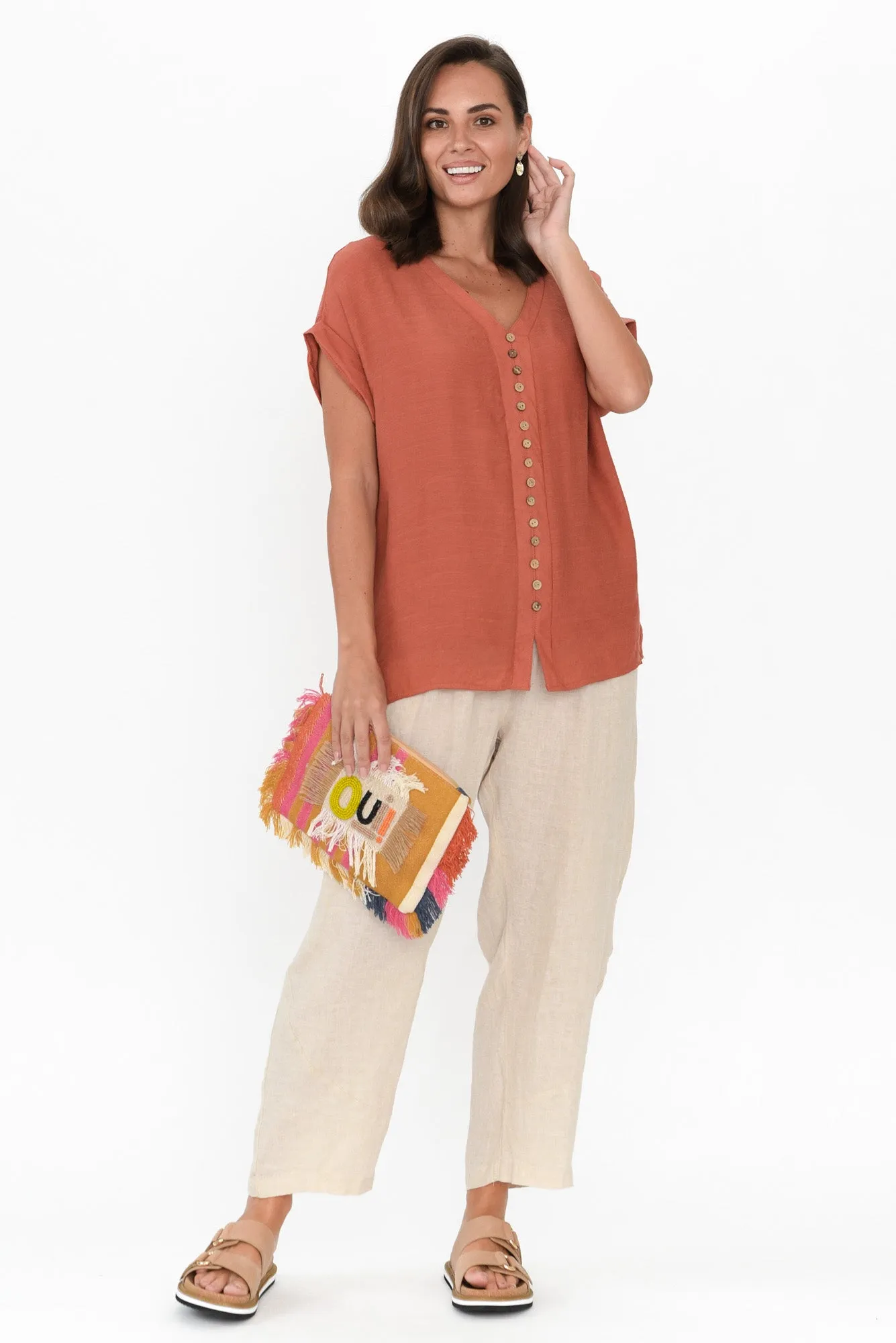 Ataya Beige Linen Pants sold by Blue Bungalow product image thumbnail 2