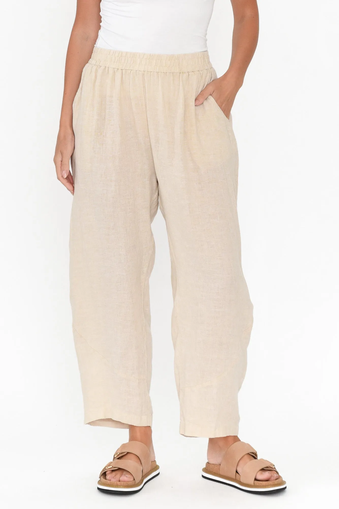 Ataya Beige Linen Pants sold by Blue Bungalow