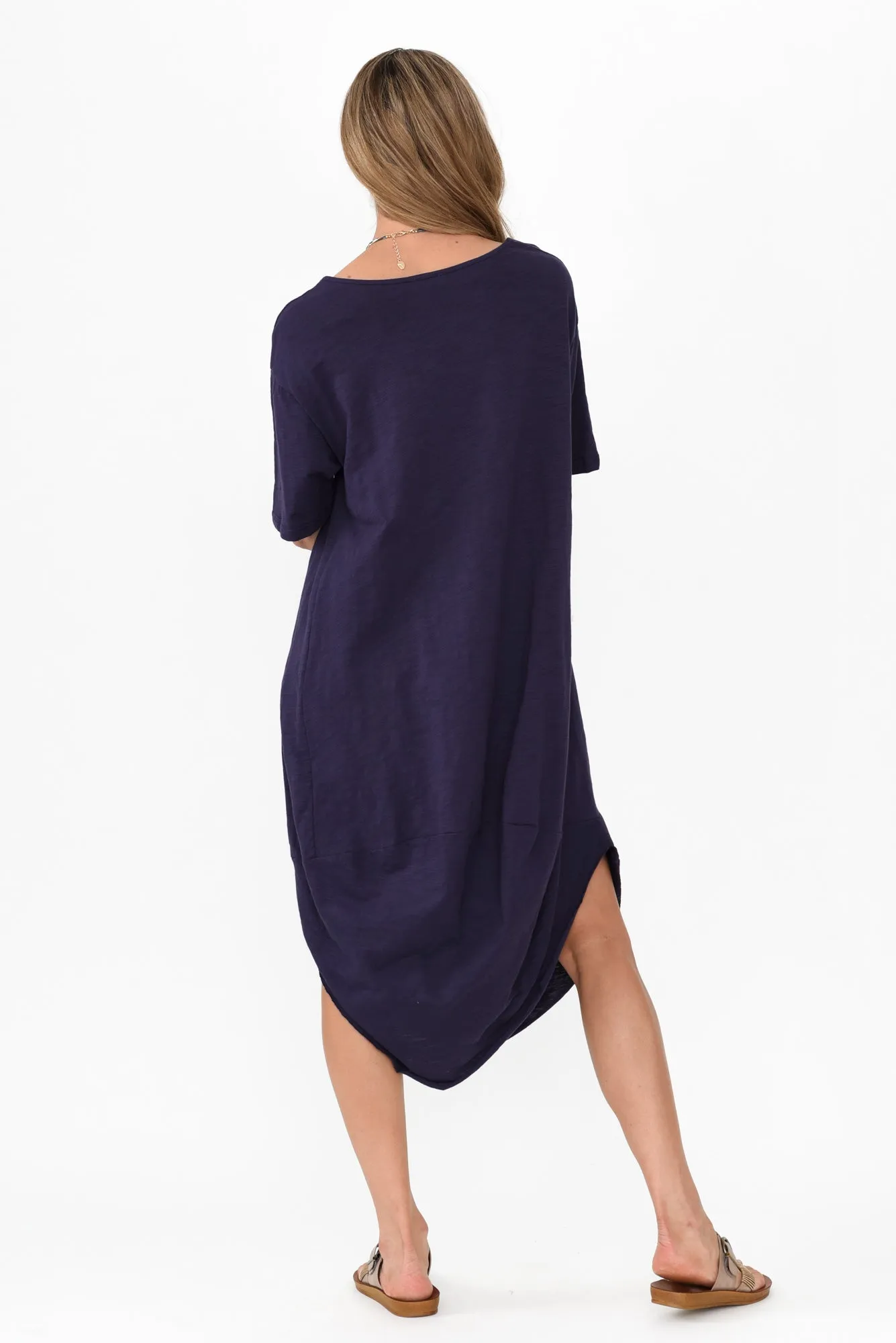 Mita Navy Cotton Slub Scoop Dress sold by Blue Bungalow product image thumbnail 4