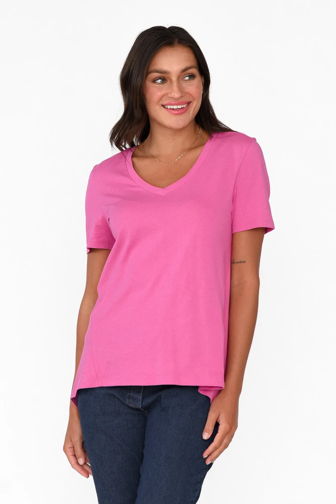 Luella Hot Pink Cotton Tee sold by Blue Bungalow