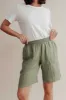 Aster Khaki Linen Shorts sold by Blue Bungalow