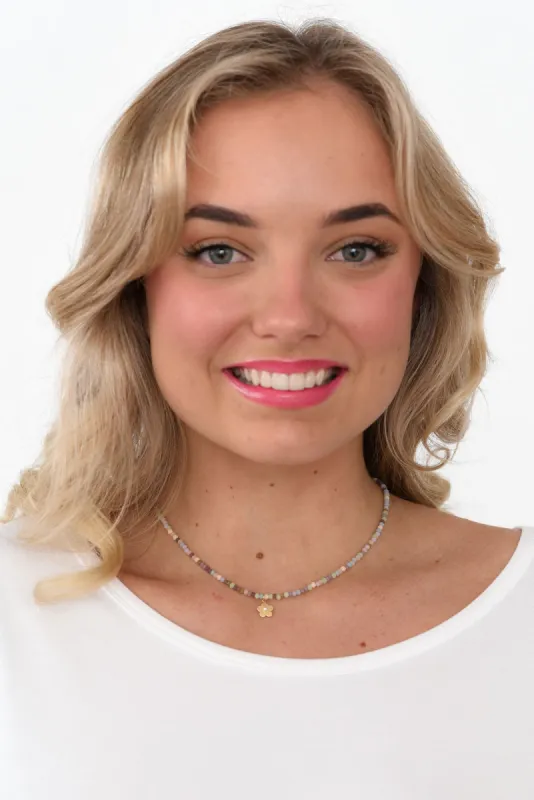 Rania Multi Daisy Beaded Necklace sold by Blue Bungalow