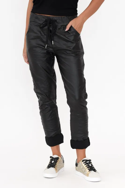 Munich Black Wet Look Stretch Pants sold by Blue Bungalow
