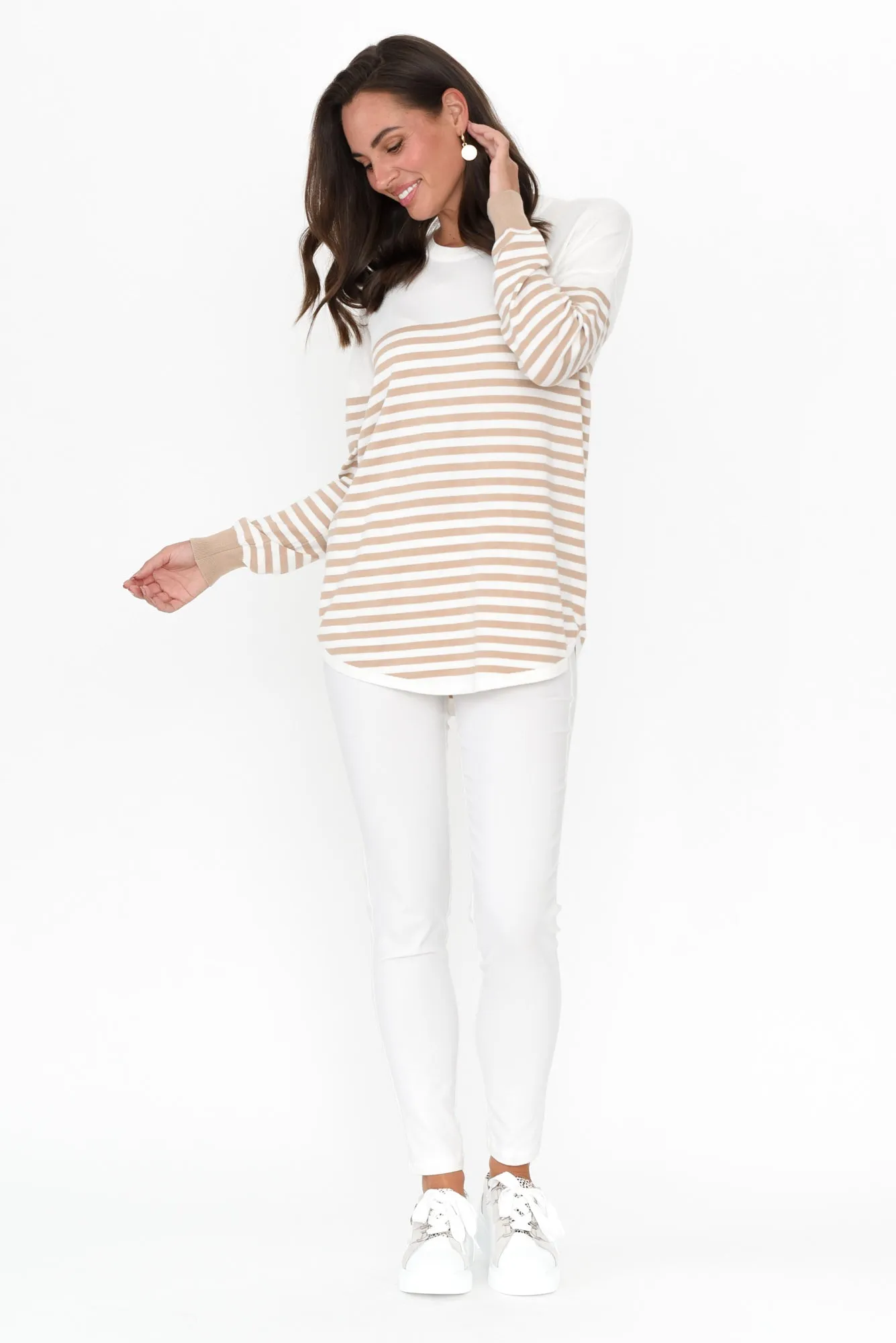 Sophie Beige Stripe Knit Jumper sold by Blue Bungalow product image thumbnail 2