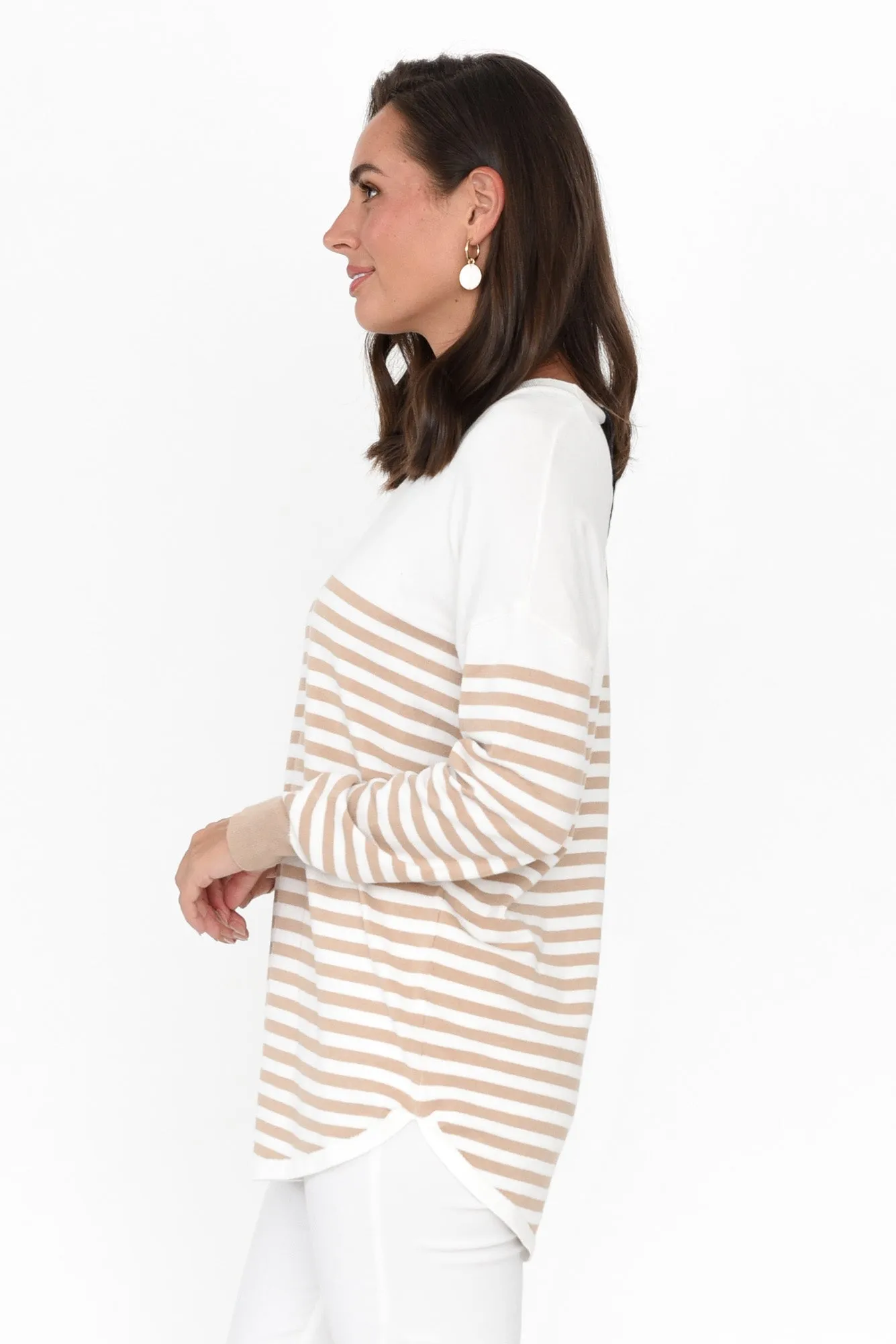 Sophie Beige Stripe Knit Jumper sold by Blue Bungalow product image thumbnail 3