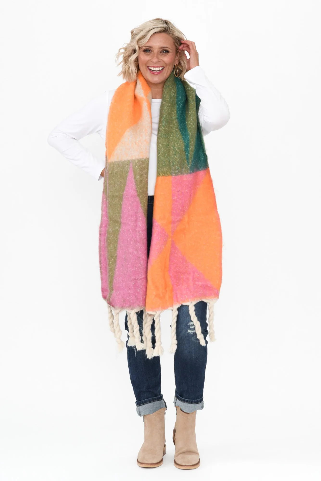 Lulu Orange Tassel Scarf sold by Blue Bungalow product image thumbnail 2