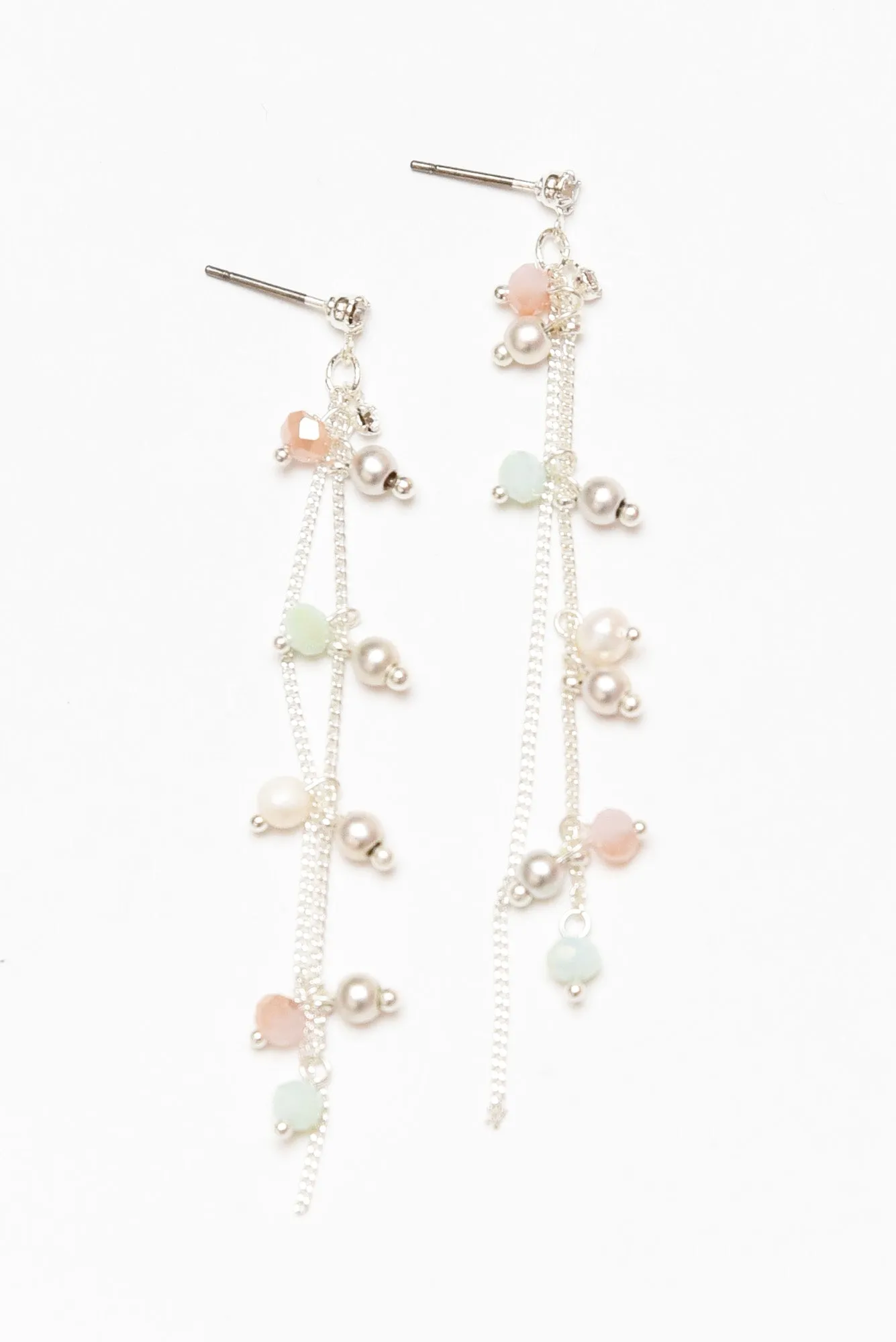 Marseille Silver Beaded Drop Earrings sold by Blue Bungalow