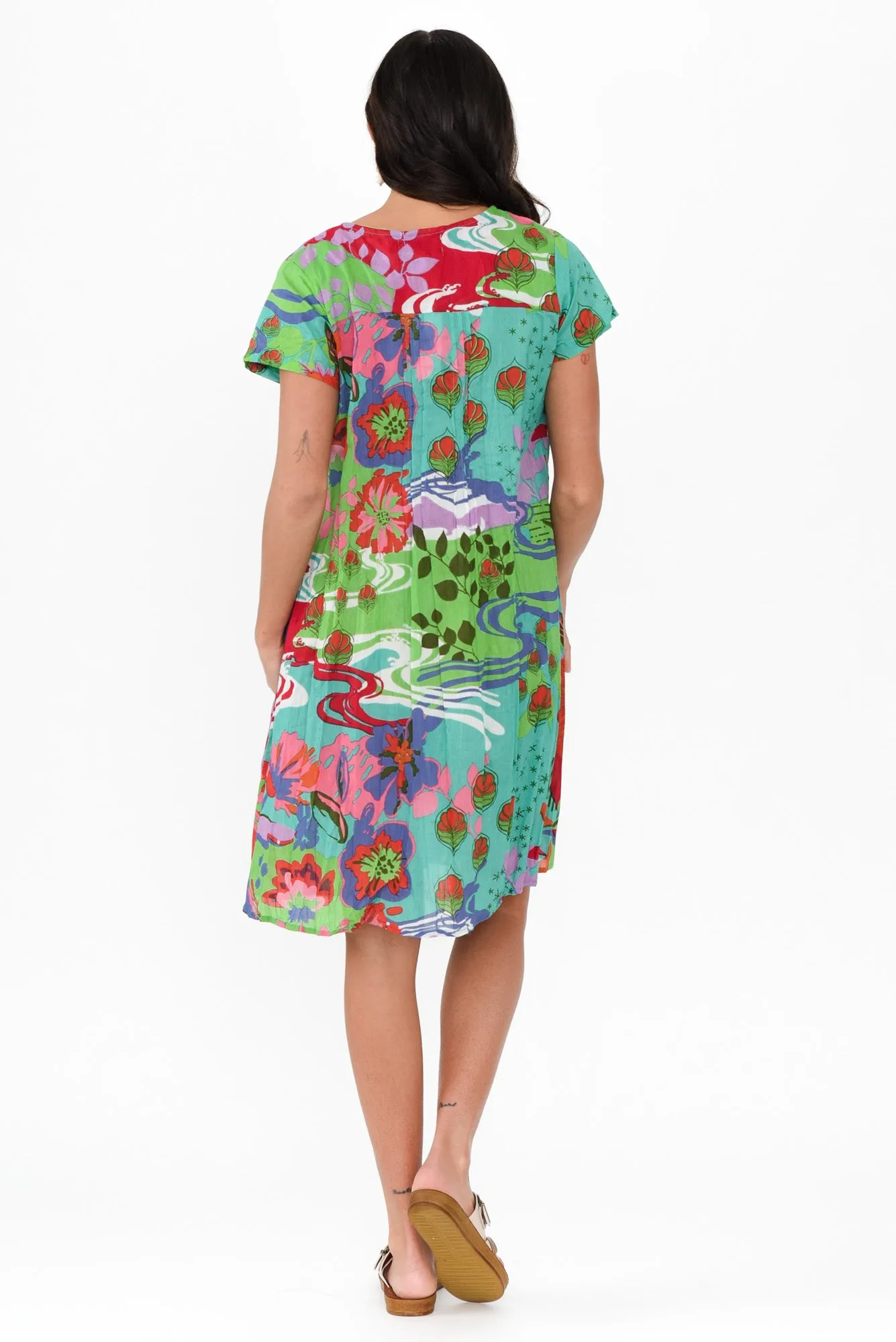 Sabina Green Bloom Crinkle Cotton Dress sold by Blue Bungalow product image thumbnail 4